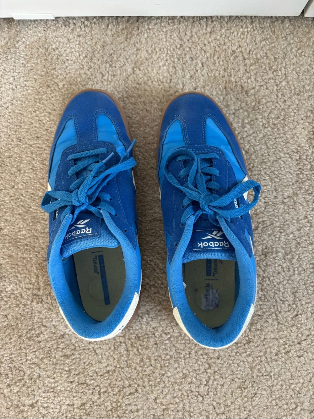 Reebok Men’s Blue Suede & Nylon Sneakers with Gum Sole